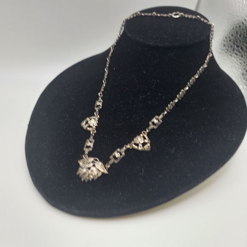 Art Deco Sterling Silver & Marcasite 8" Necklace. - Picture 7 of 16